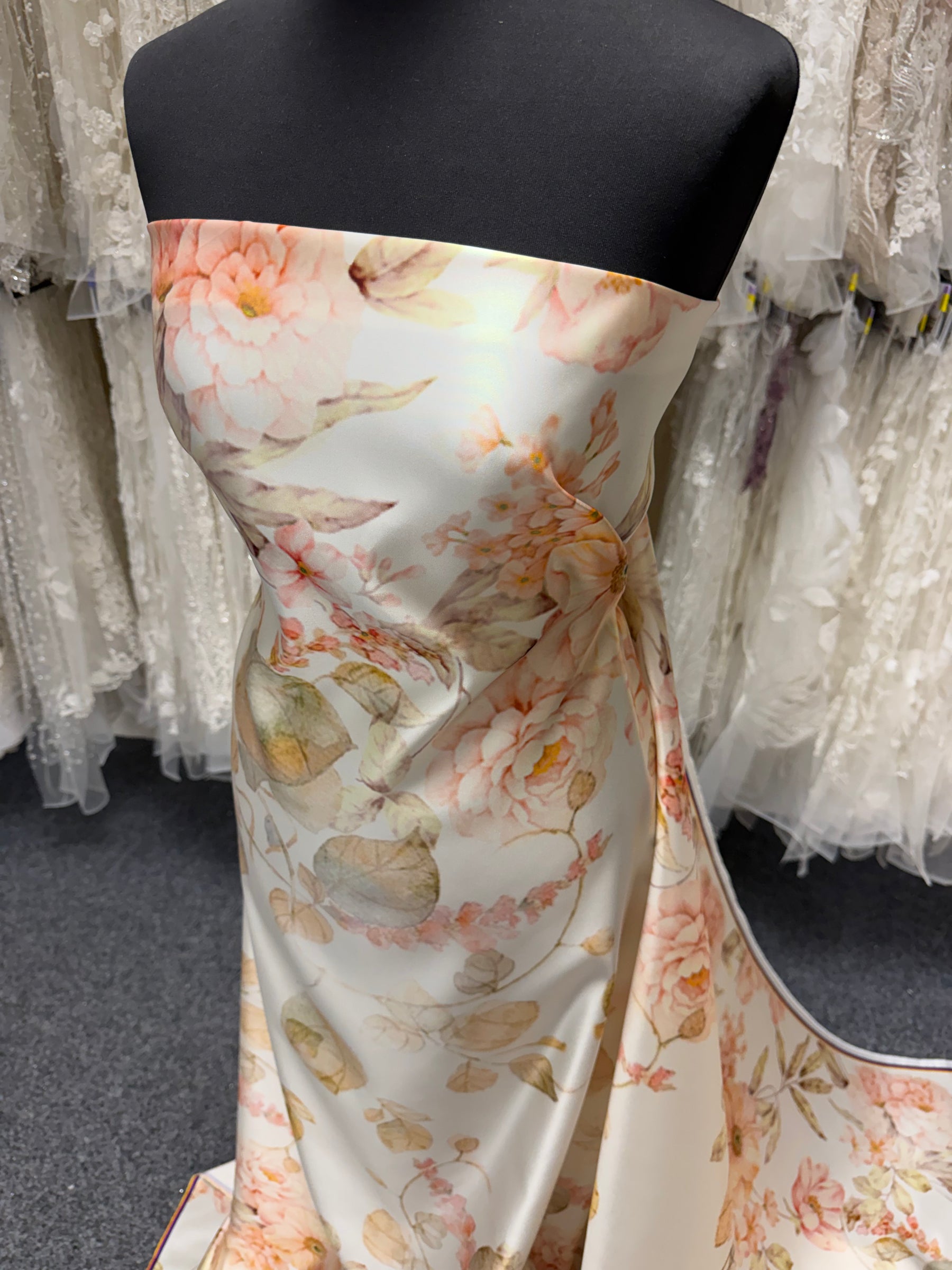 Ivory/Multi Printed Satin - PR1003