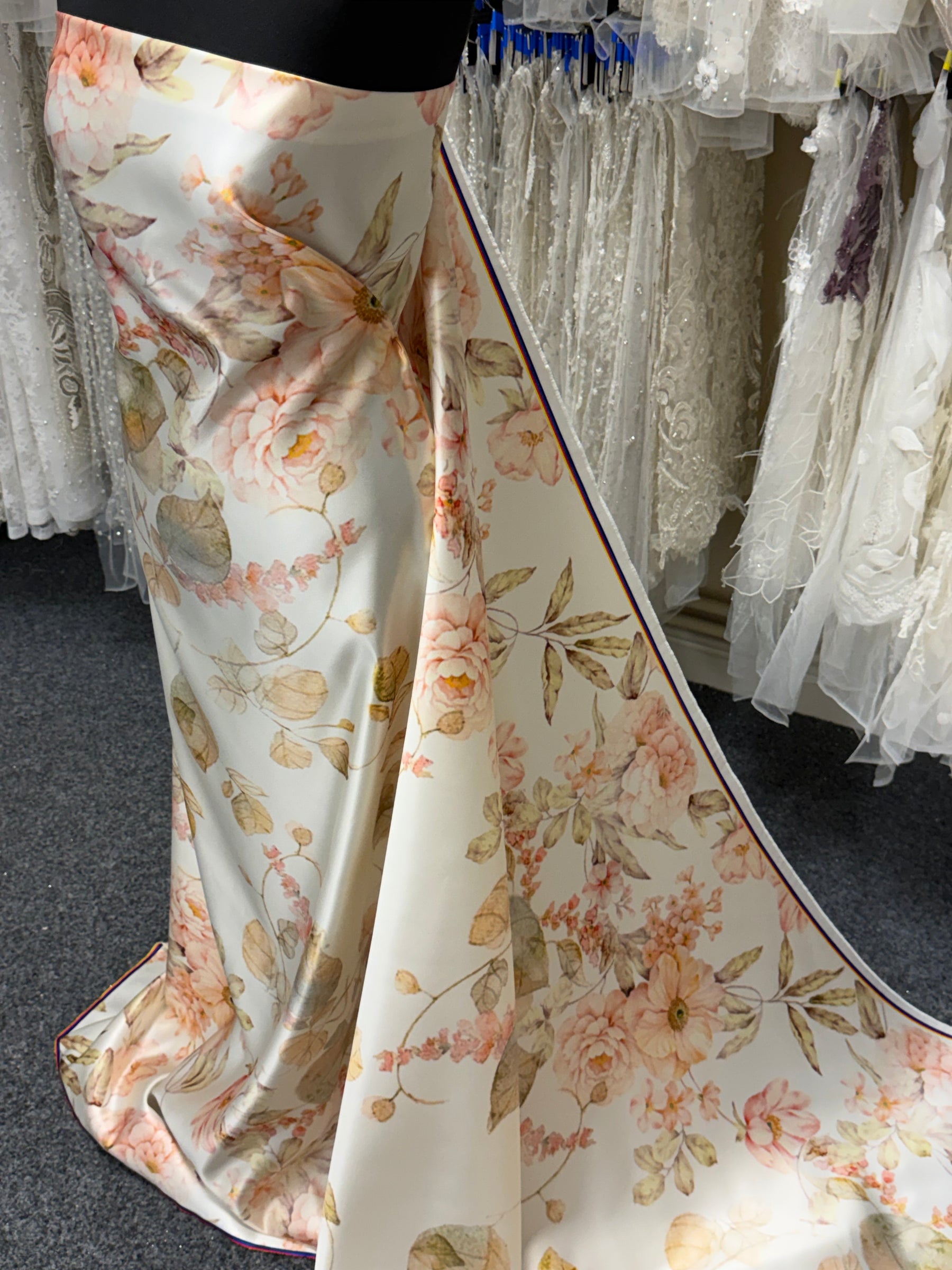 Ivory/Multi Printed Satin - PR1003
