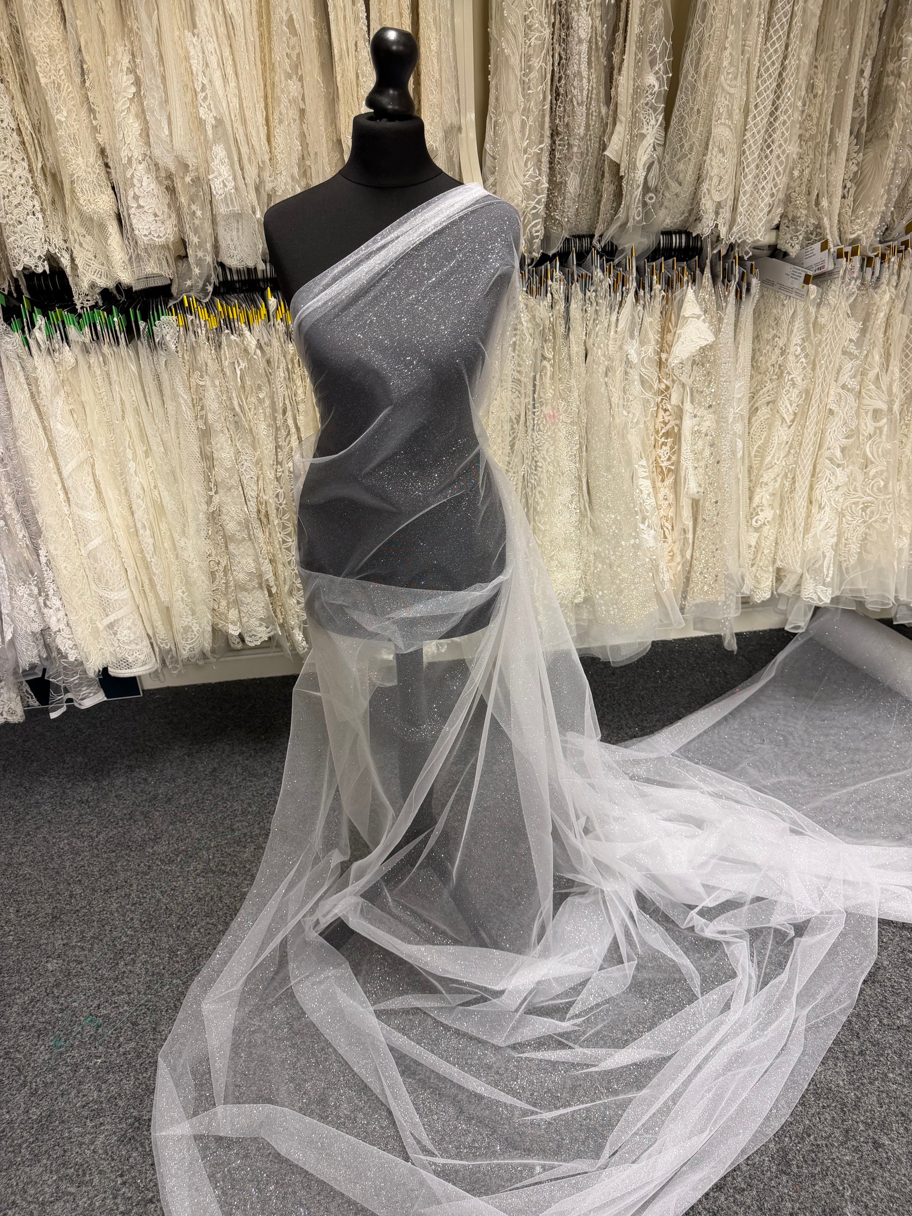 White with Silver Glitter Tulle - P15