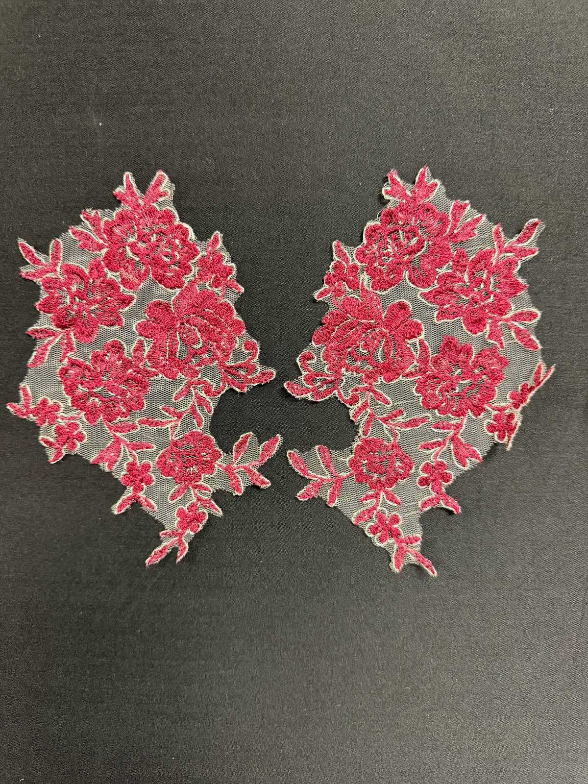 Wine and Silver Lace Appliques - T42