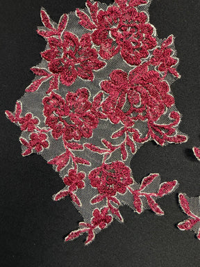 Wine and Silver Lace Appliques - T42