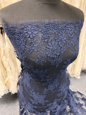 Navy Corded Chantilly Lace - P237