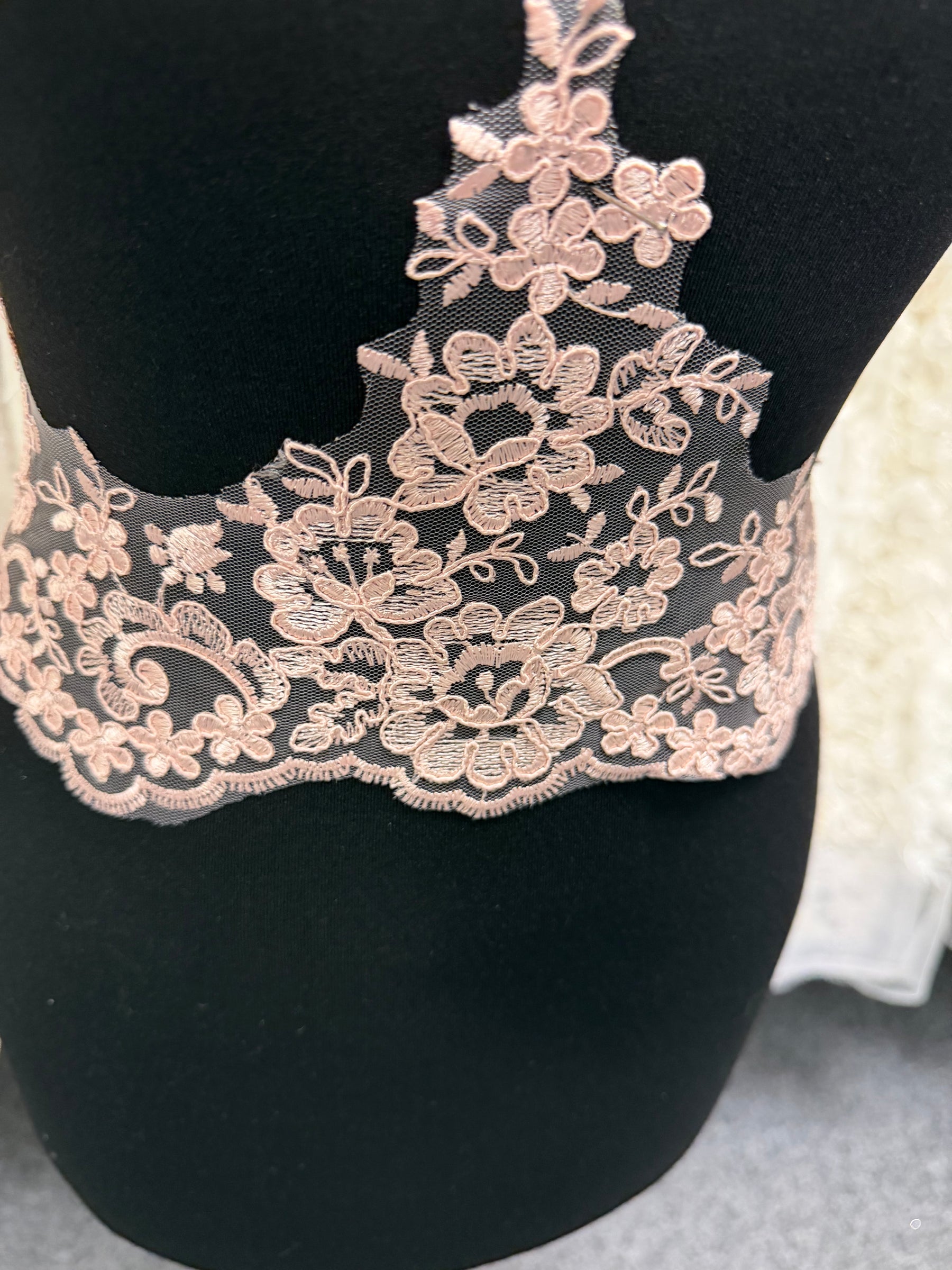 Antique Rose Corded Lace Trim - T660