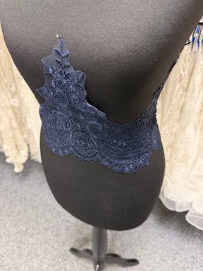 Navy Corded Lace Trim - T623