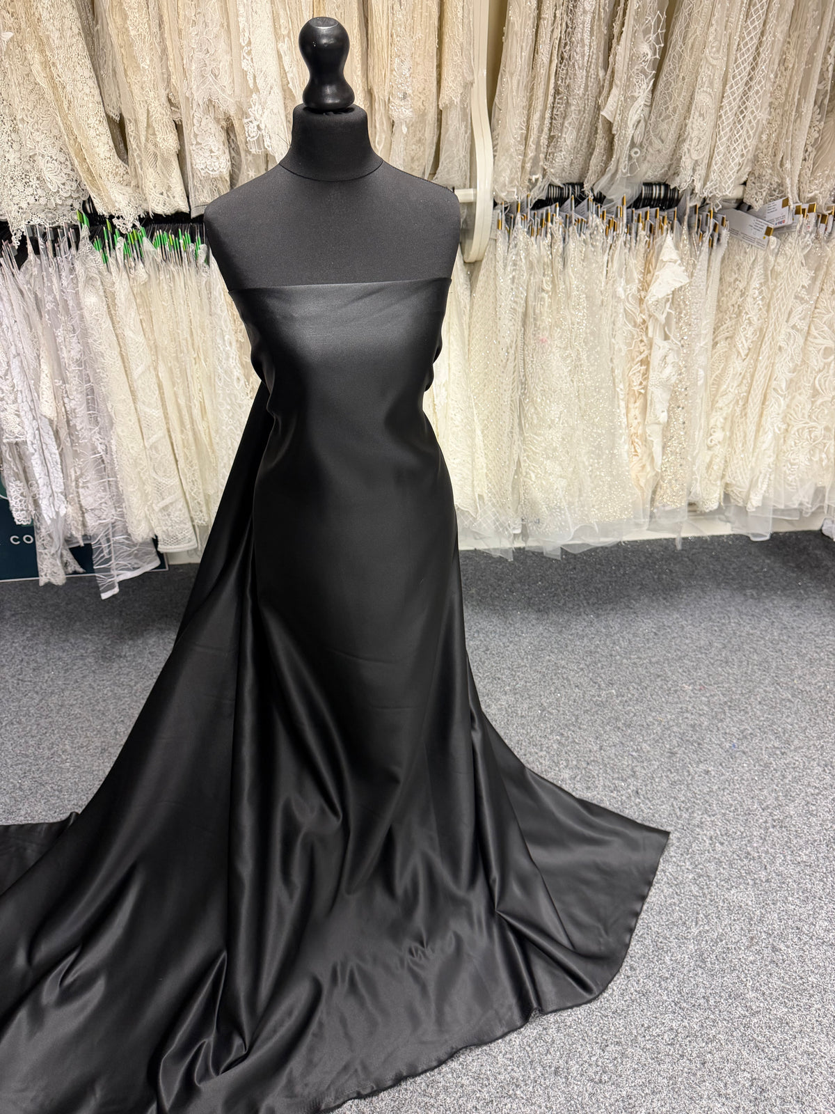 Black Polyester Satin - Majestic