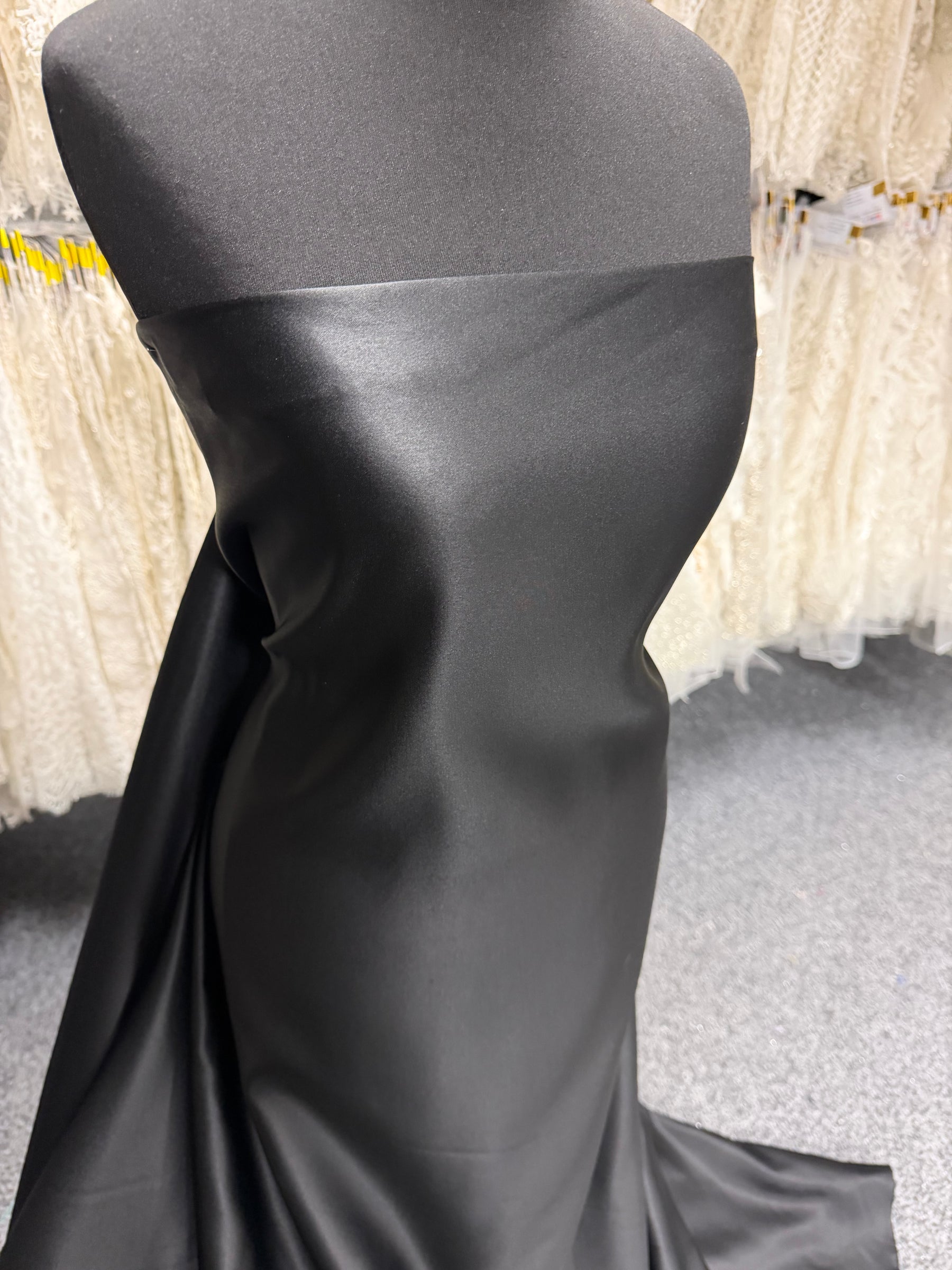 Black Polyester Satin - Majestic