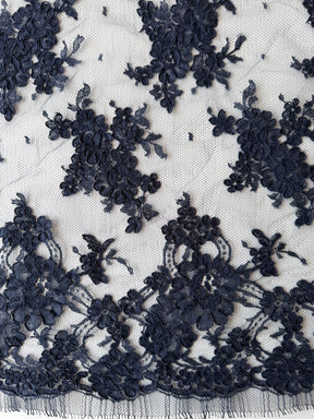 Navy Corded Chantilly Lace - P237