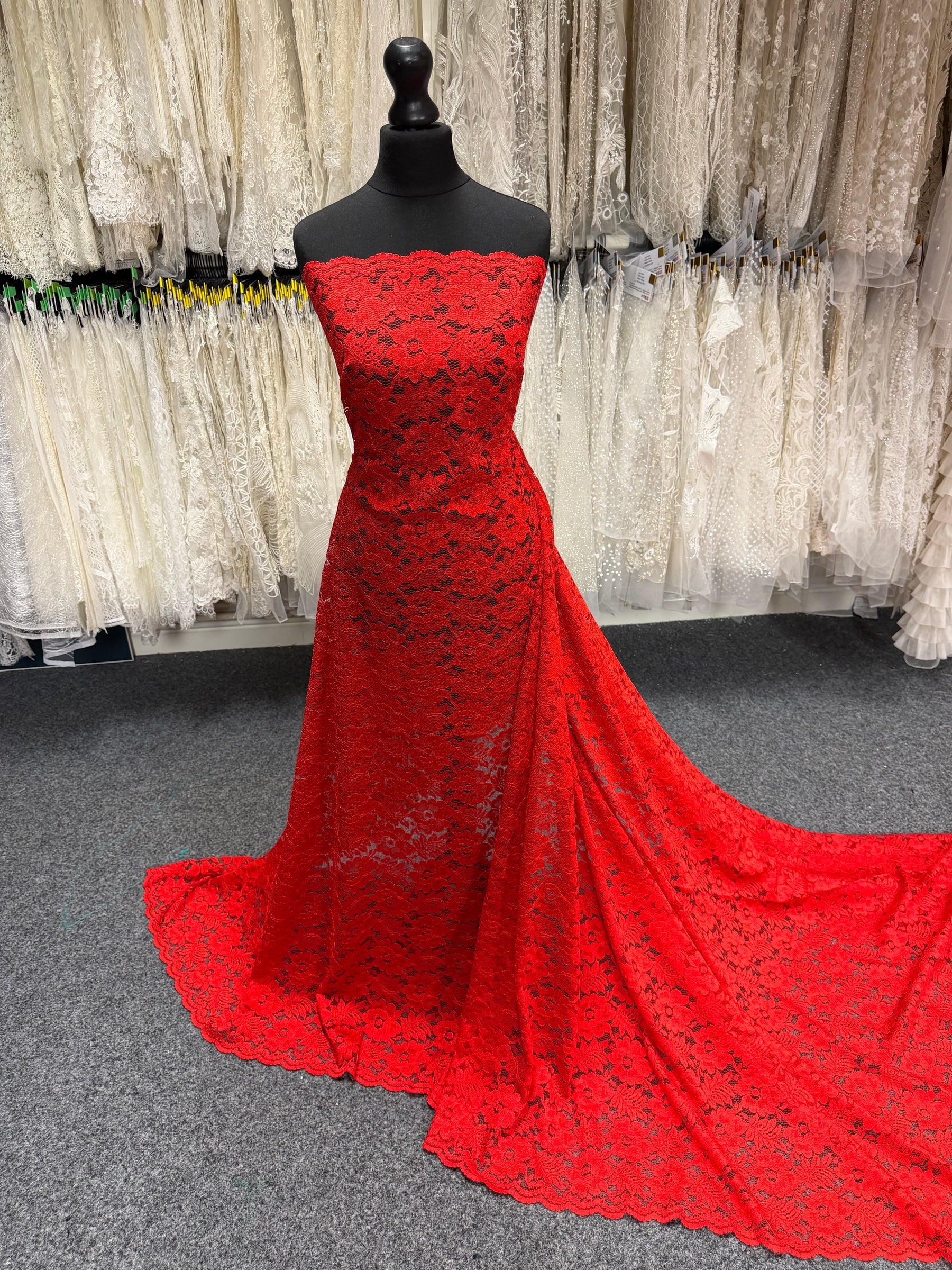 Red Floral Lace - P199