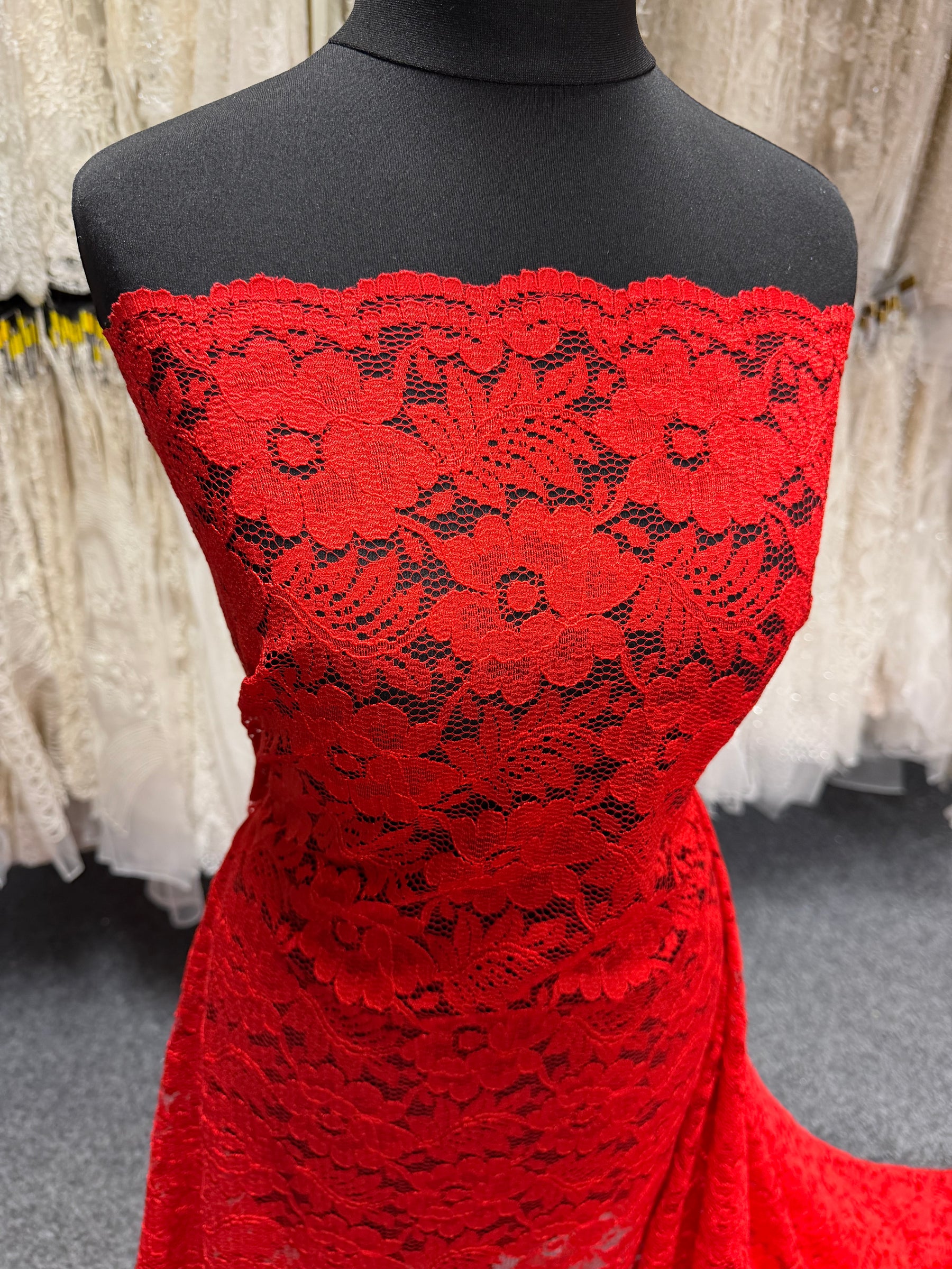 Red Floral Lace - P199
