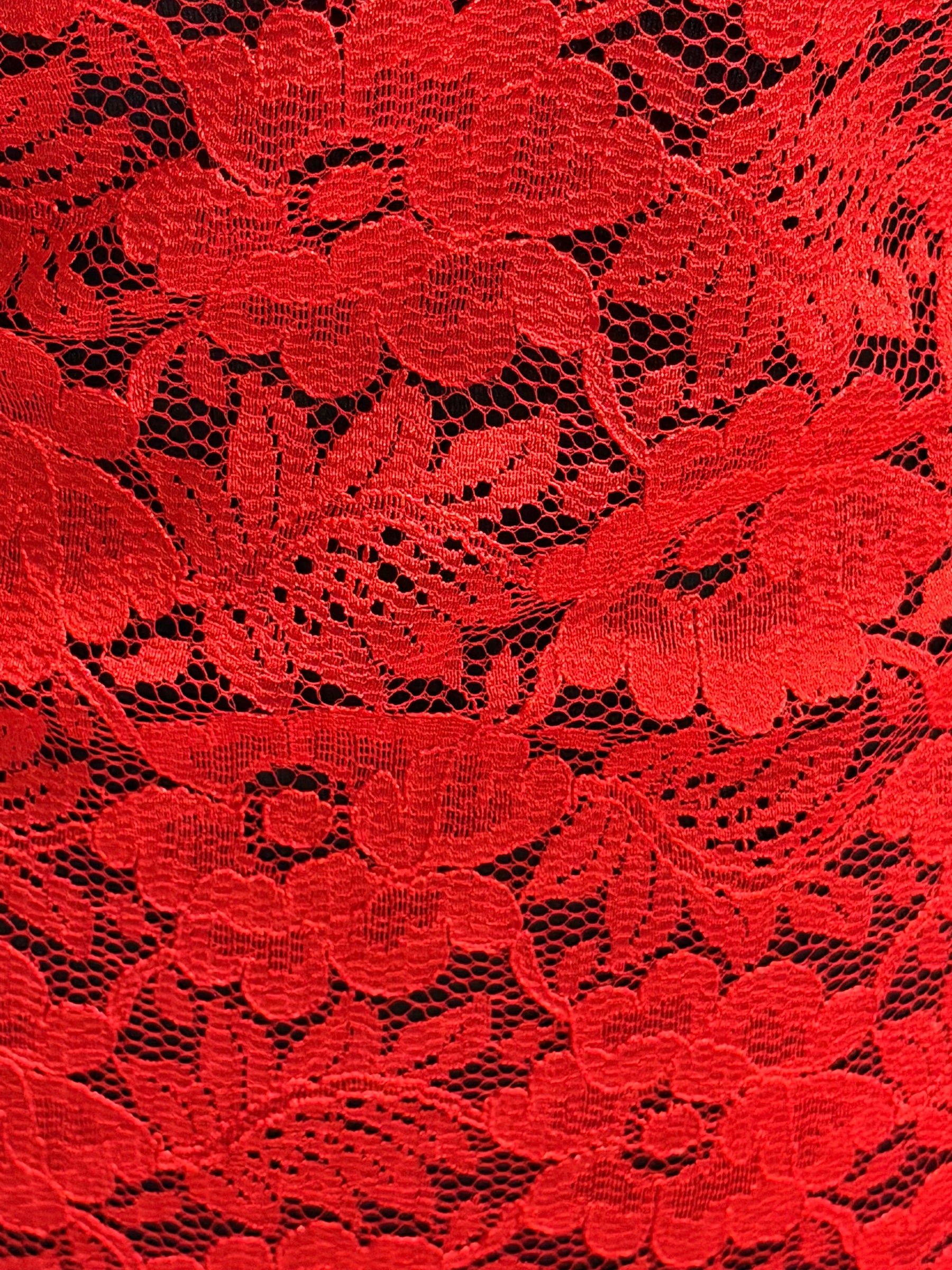 Red Floral Lace - P199