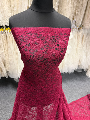 Wine Corded Stretch Lace - P619