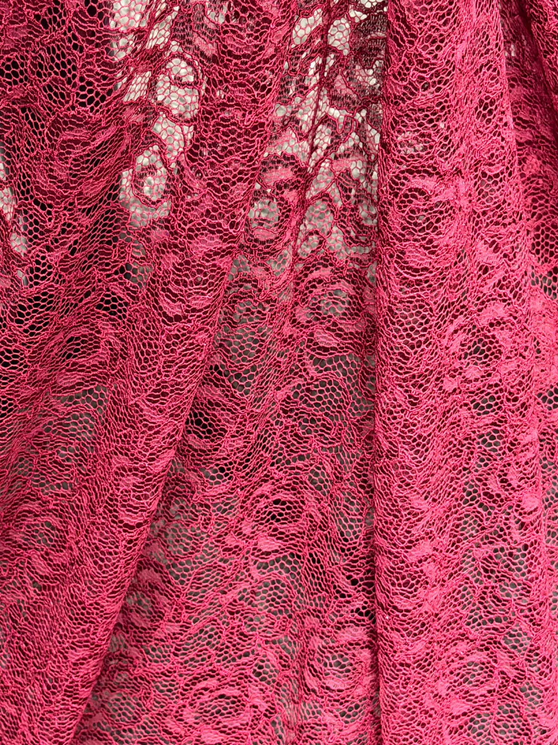 Wine Corded Stretch Lace - P619