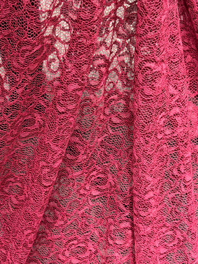 Wine Corded Stretch Lace - P619