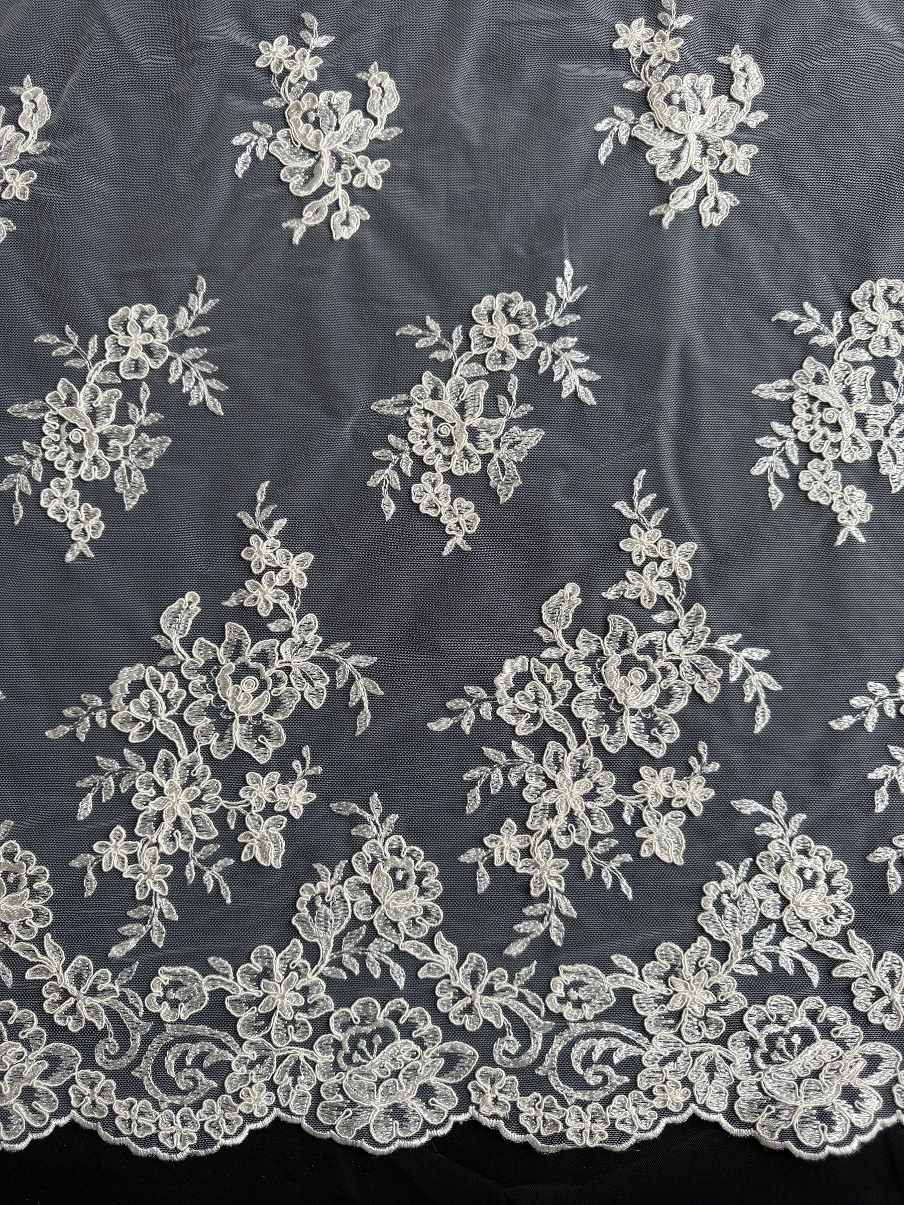 Ivory Unbeaded Corded Lace - Nightfall