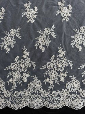 Ivory Unbeaded Corded Lace - Nightfall