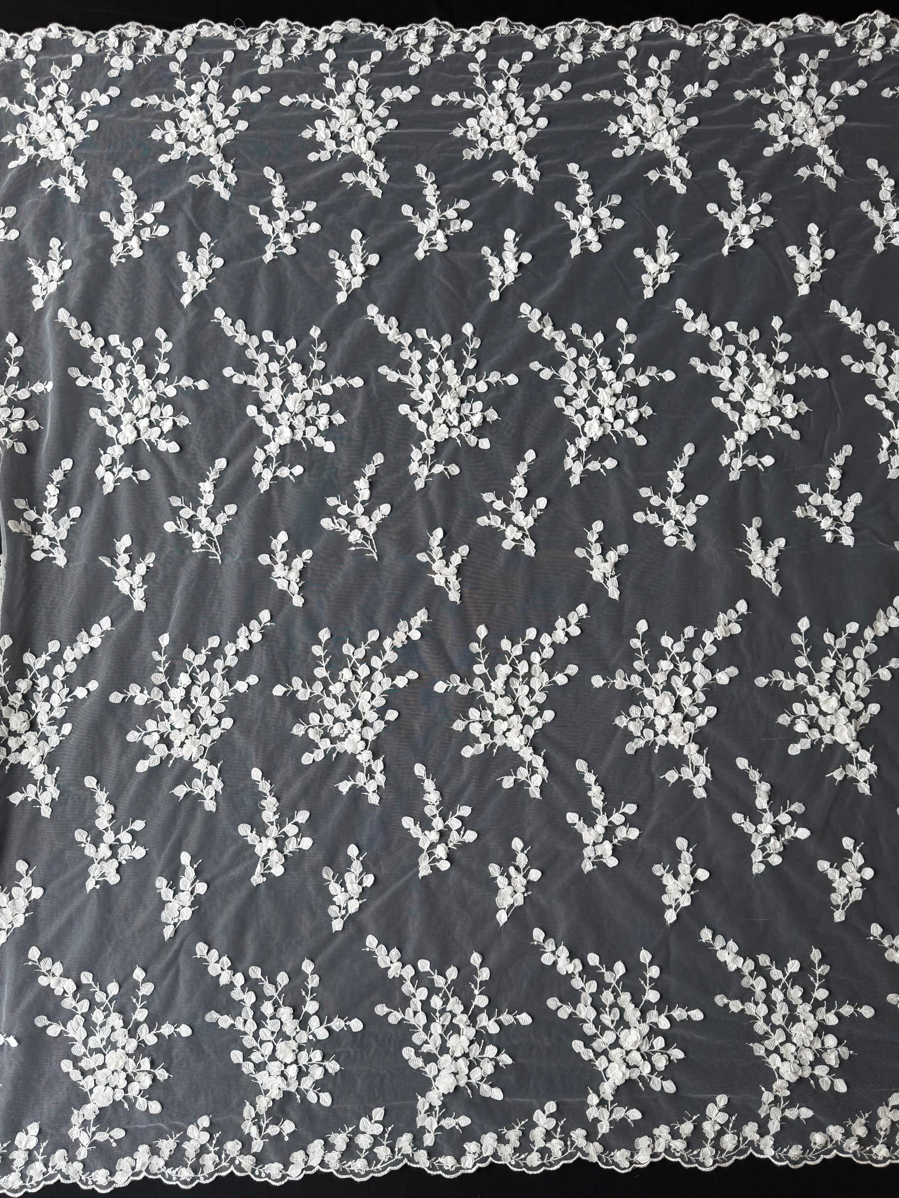 Ivory Embroidered Sequin Tulle – EB3005