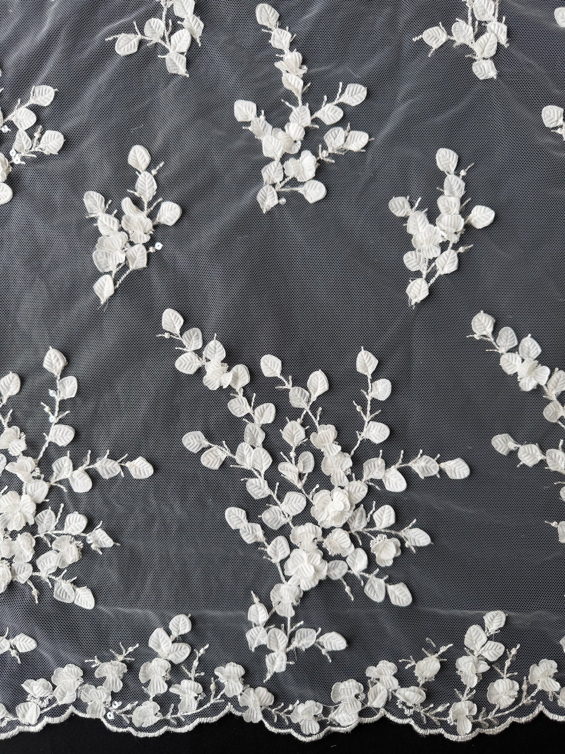 Ivory Embroidered Sequin Tulle – EB3005