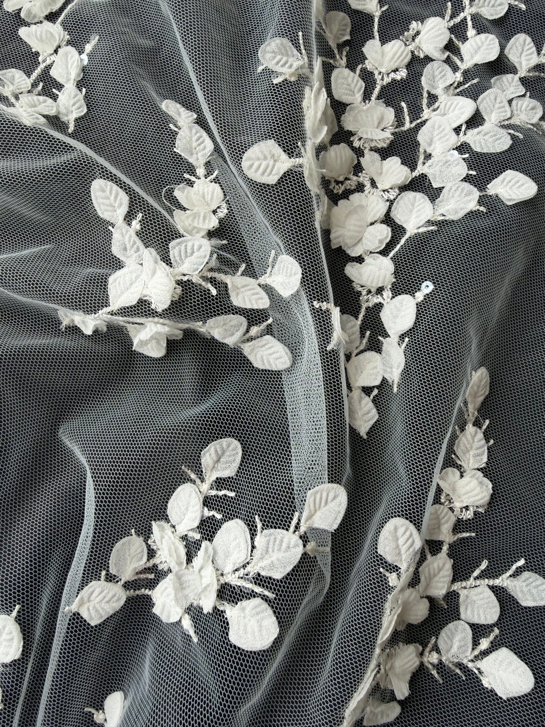 Ivory Embroidered Sequin Tulle – EB3005
