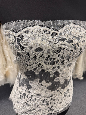 Ivory Corded and Beaded French Lace - P251