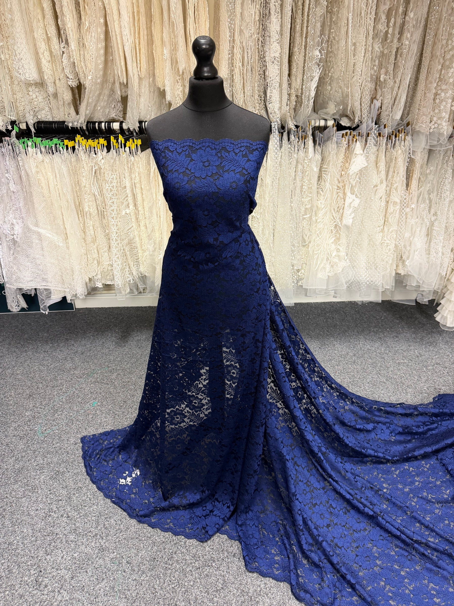 Navy Floral Lace - P199