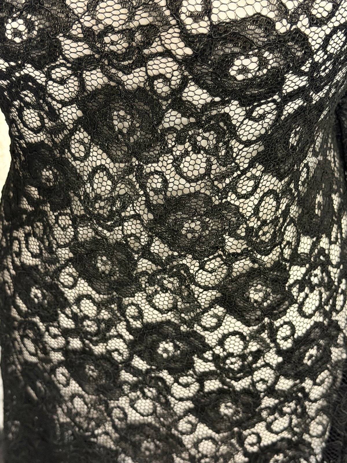 Black Corded Stretch Lace - P619