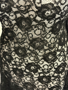 Black Corded Stretch Lace - P619