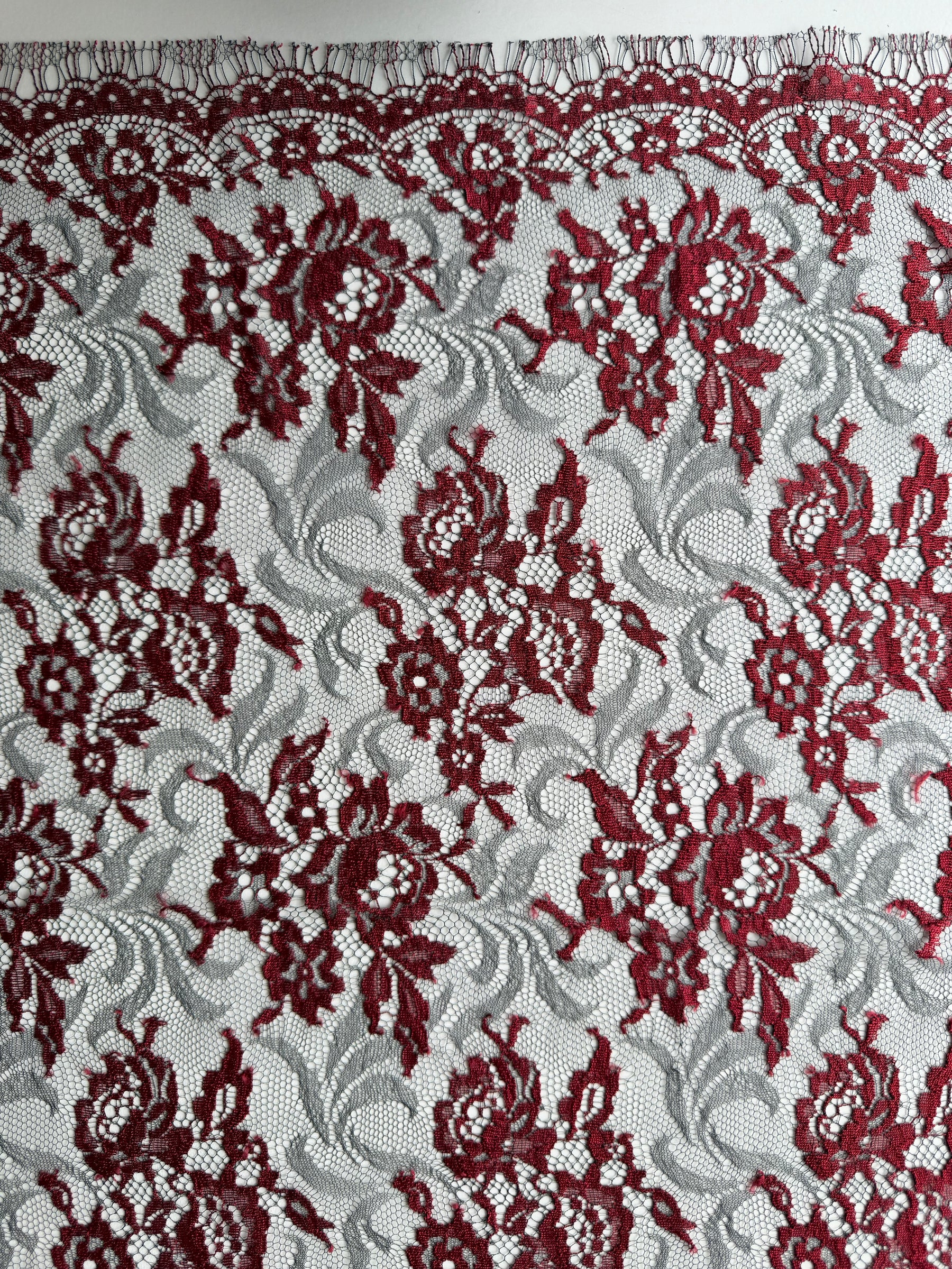 Wine & Black Chantilly Lace - P176