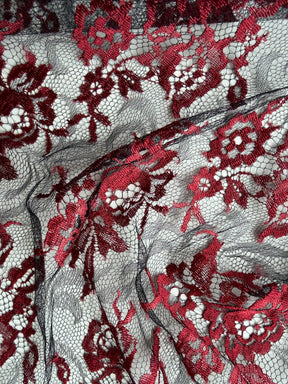 Wine & Black Chantilly Lace - P176