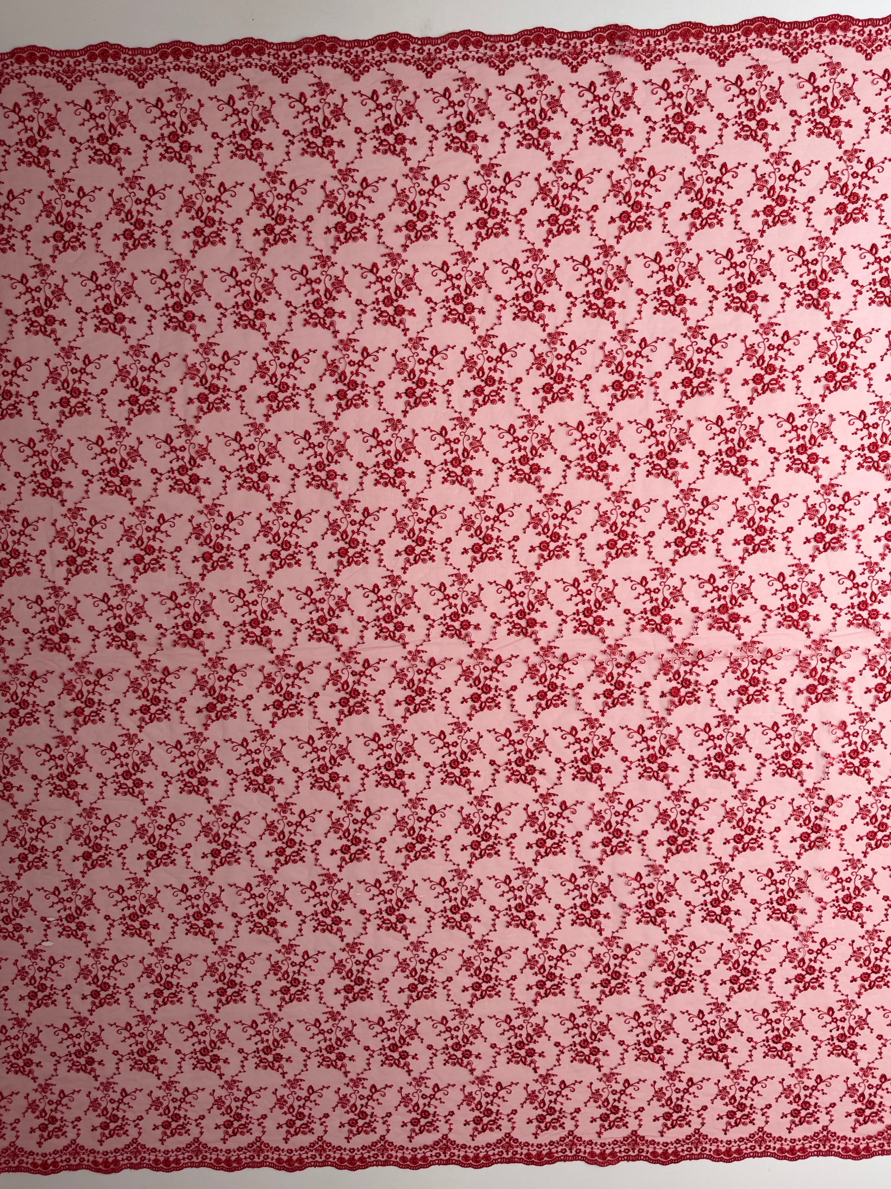 Red Embroidered Lace - P615