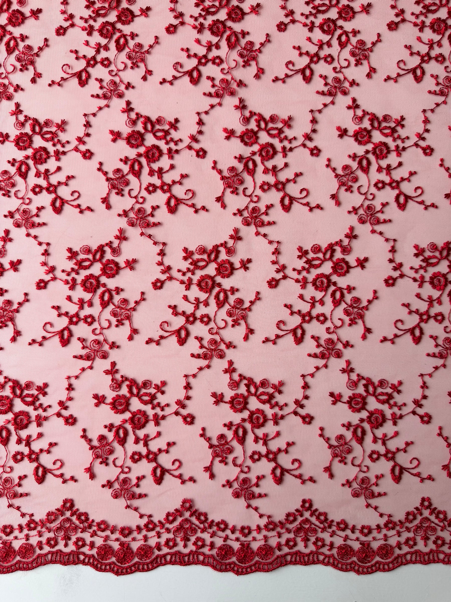 Red Embroidered Lace - P615