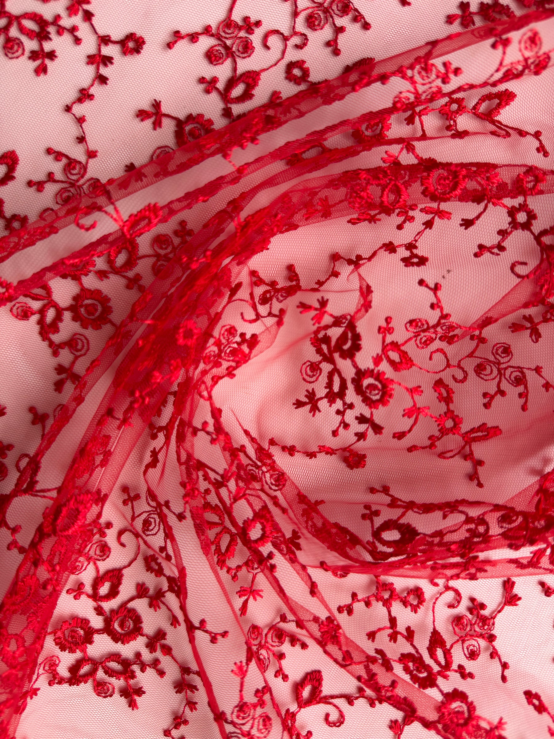Red Embroidered Lace - P615