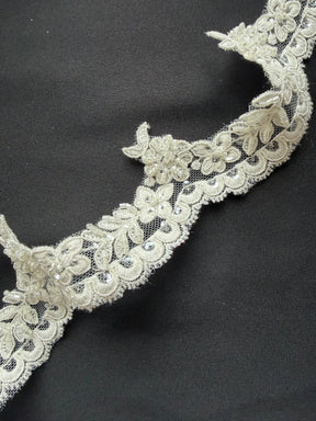 Ivory Beaded Lace Trim -T663
