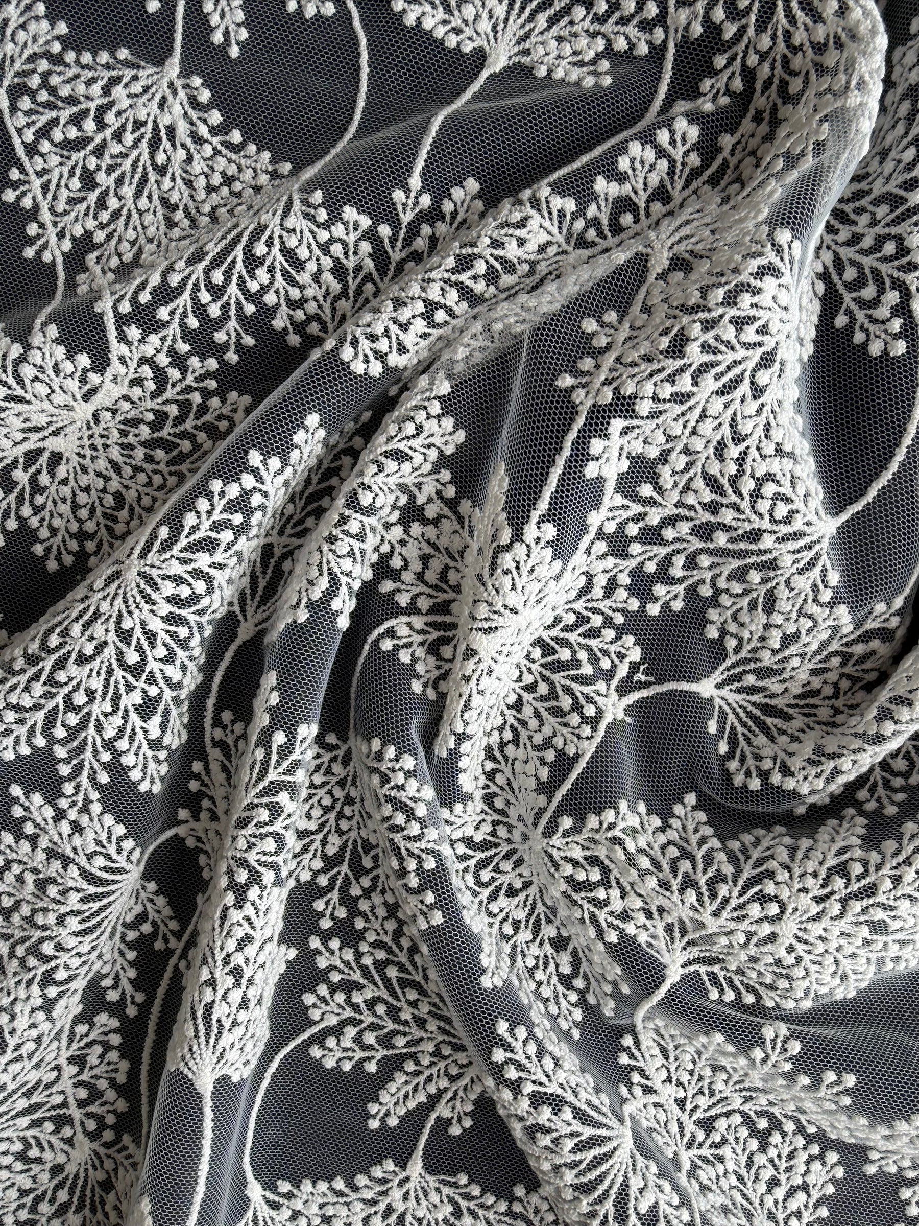 Ivory Floral Embroidery Lace - EB5037