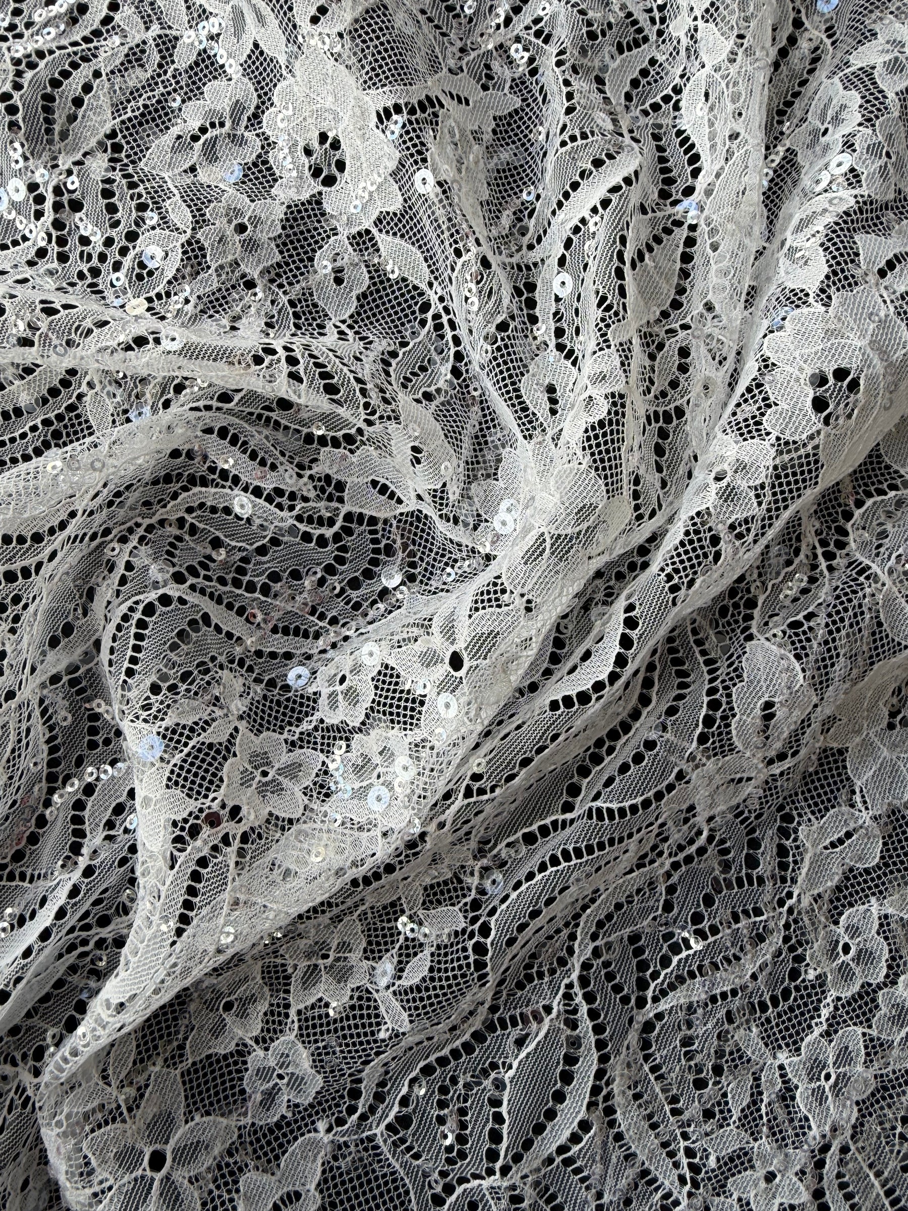 Ivory Sequin Lace - LB6005