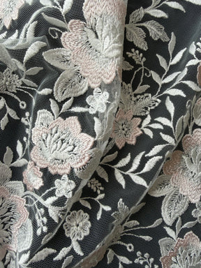 Ivory and Pink Embroidery Lace - EB5032