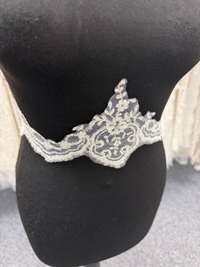 Ivory with Silver Embroidered Lace Trim - T298