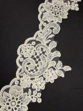 Ivory Embroidered Lace Trim - T746