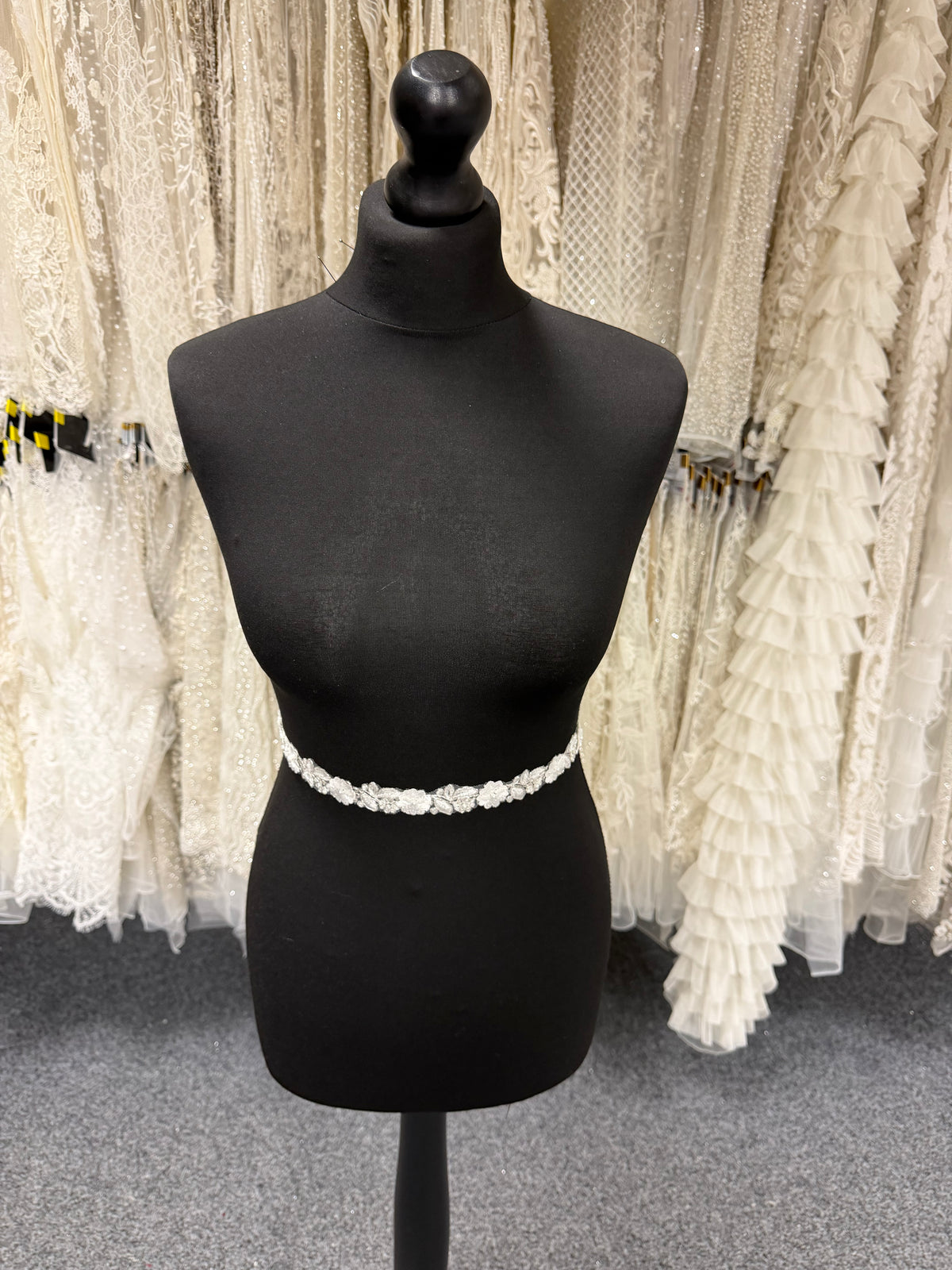 Ivory Beaded Flower Trim - T826