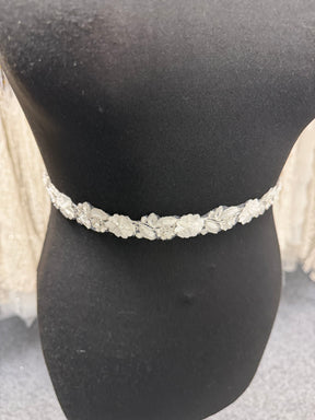 Ivory Beaded Flower Trim - T826
