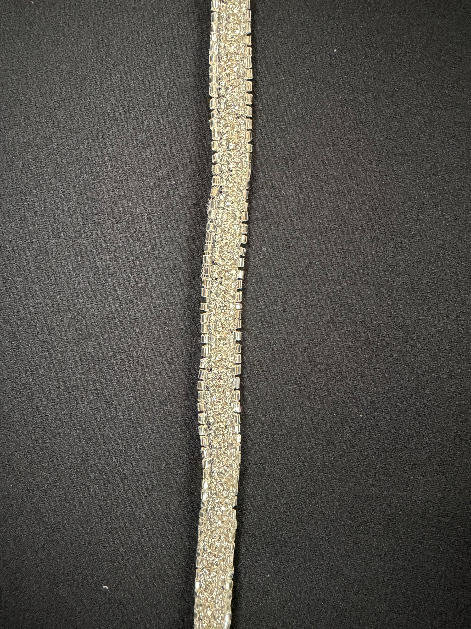 Crystal/Silver Crystal Beaded Edging - T725