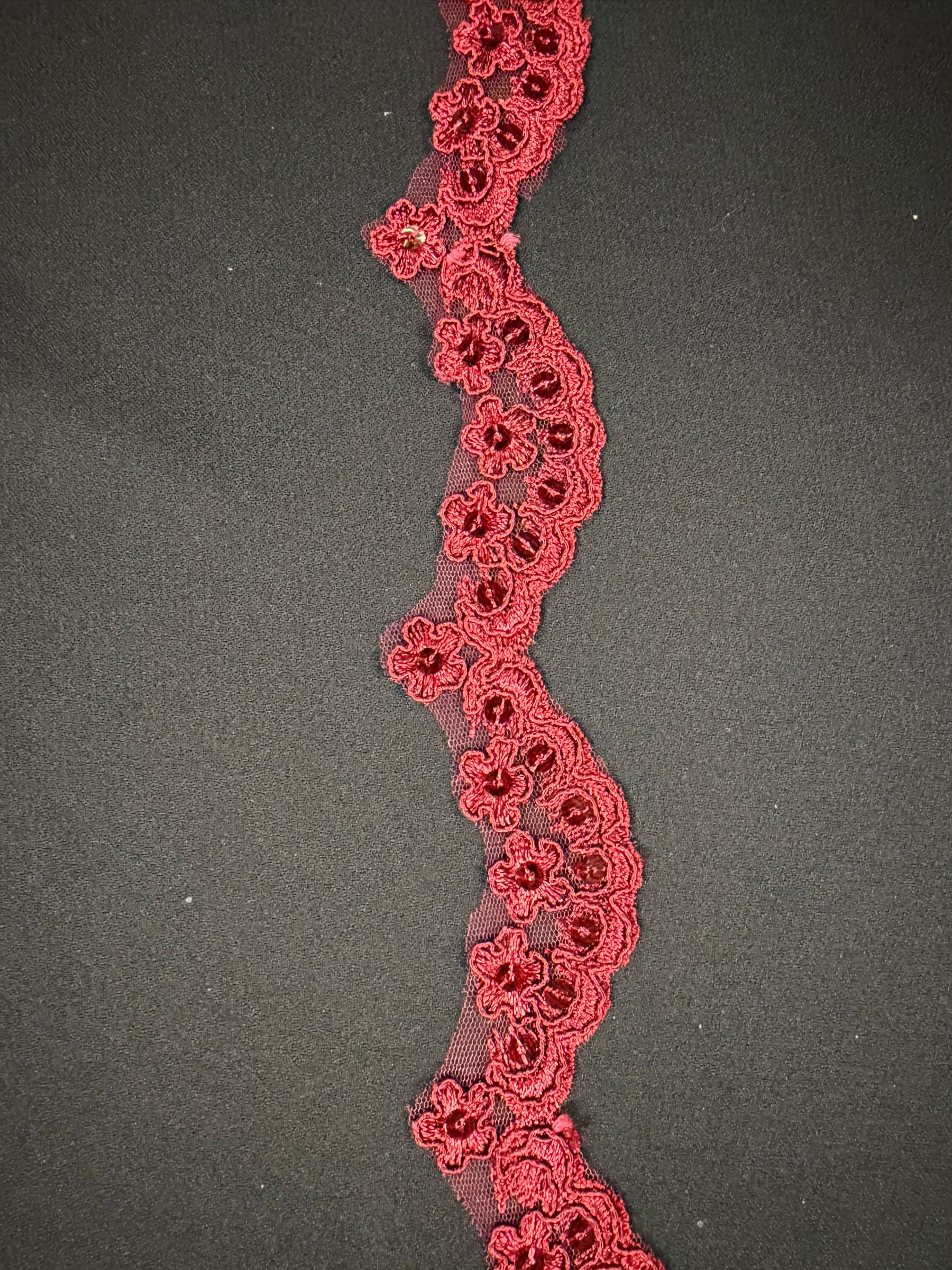 Wine Corded Sequin Edging - T713
