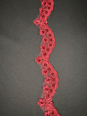 Wine Corded Sequin Edging - T713