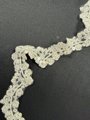 Ivory Beaded Lace Trim - T745
