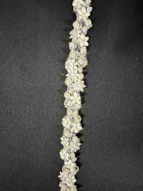 Ivory Beaded 3D Lace Trim - T883