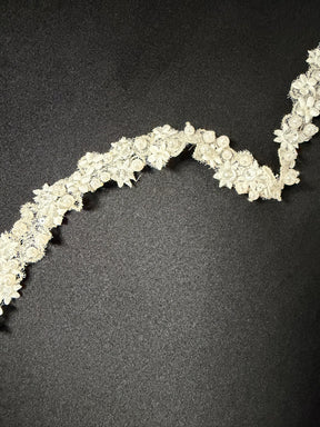 Ivory Beaded 3D Lace Trim - T883