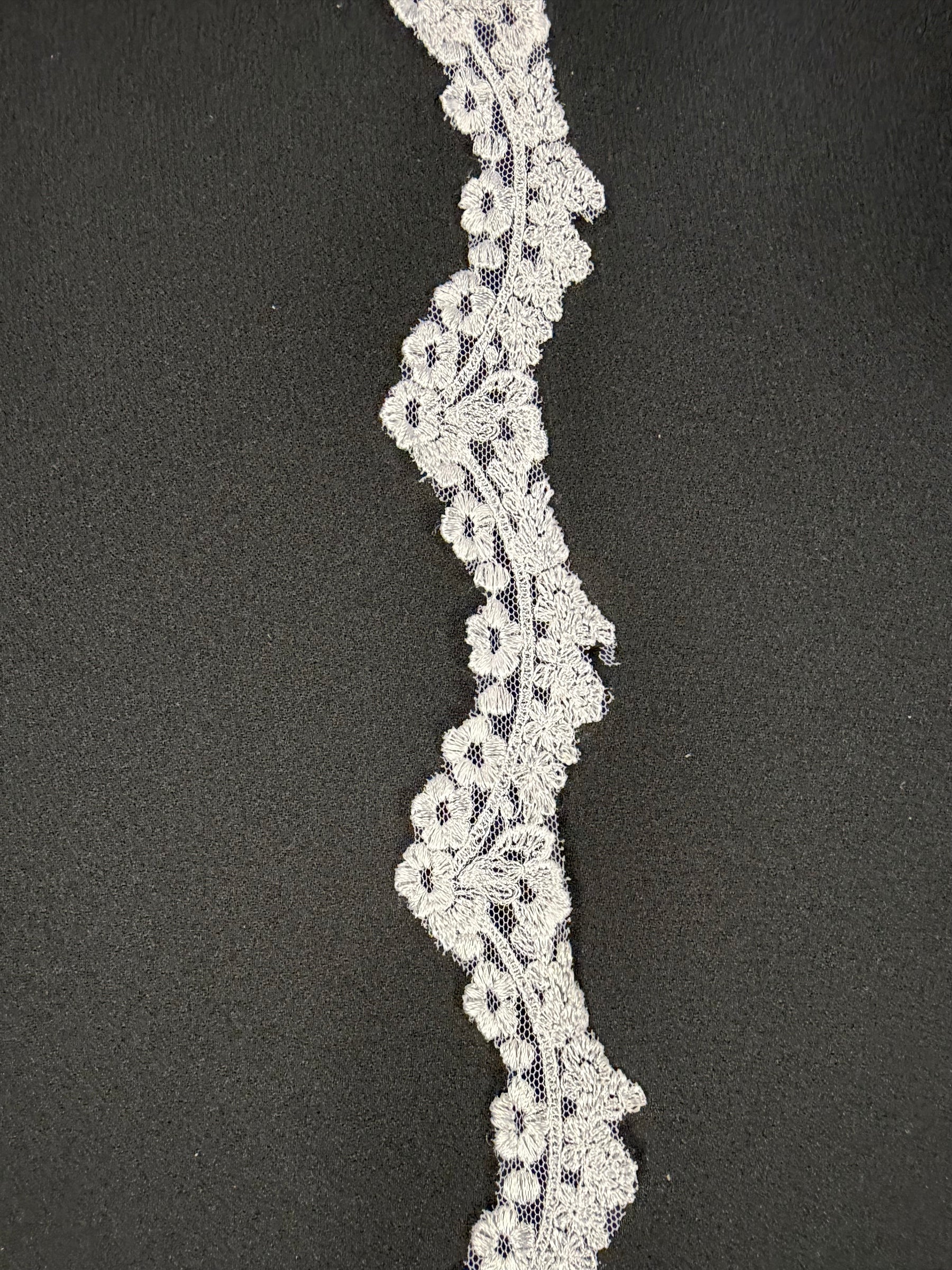 White Embroidered Lace Trim - T744