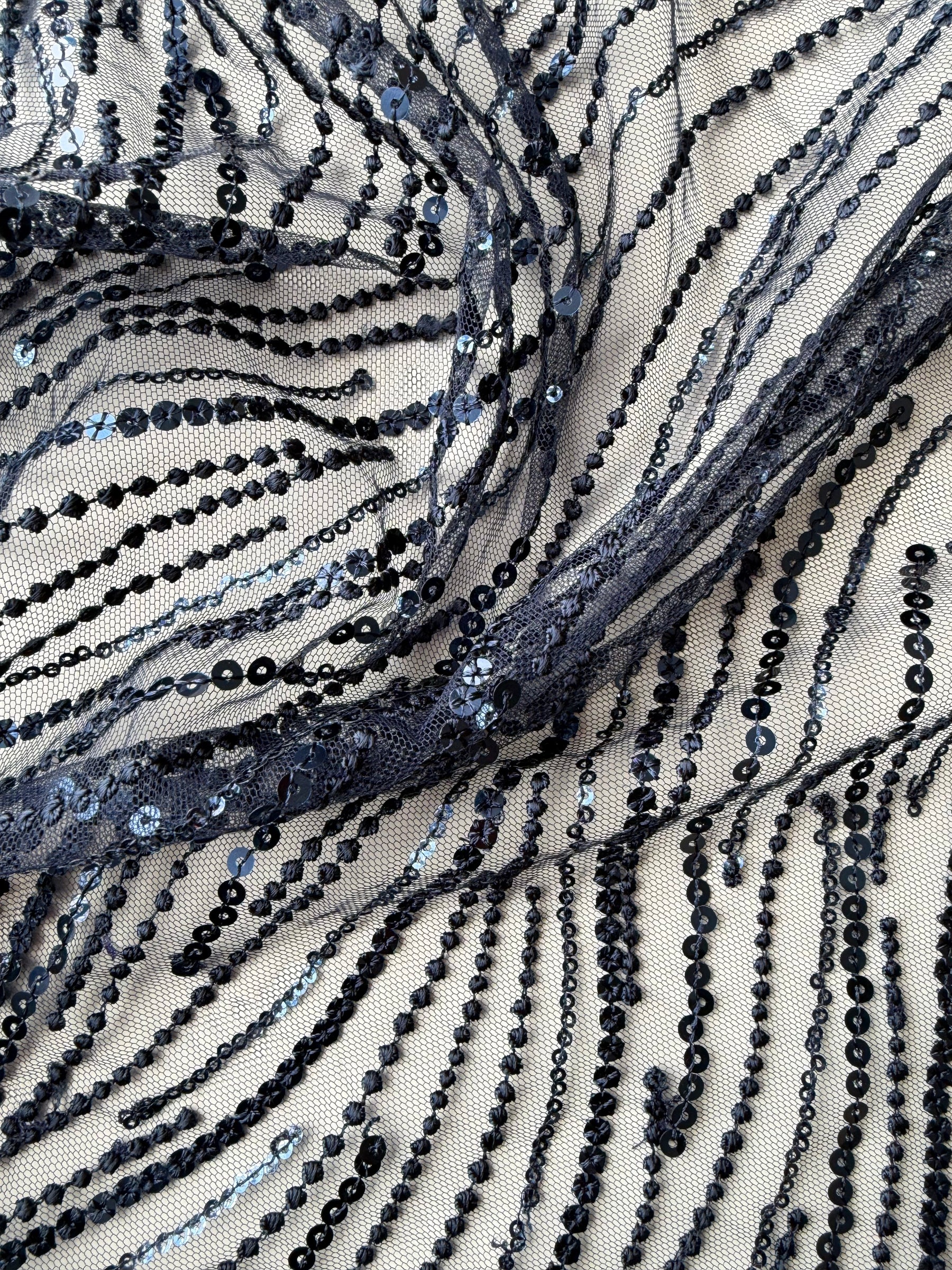 Navy Sequin Lace - EB3011