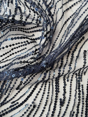 Navy Sequin Lace - EB3011