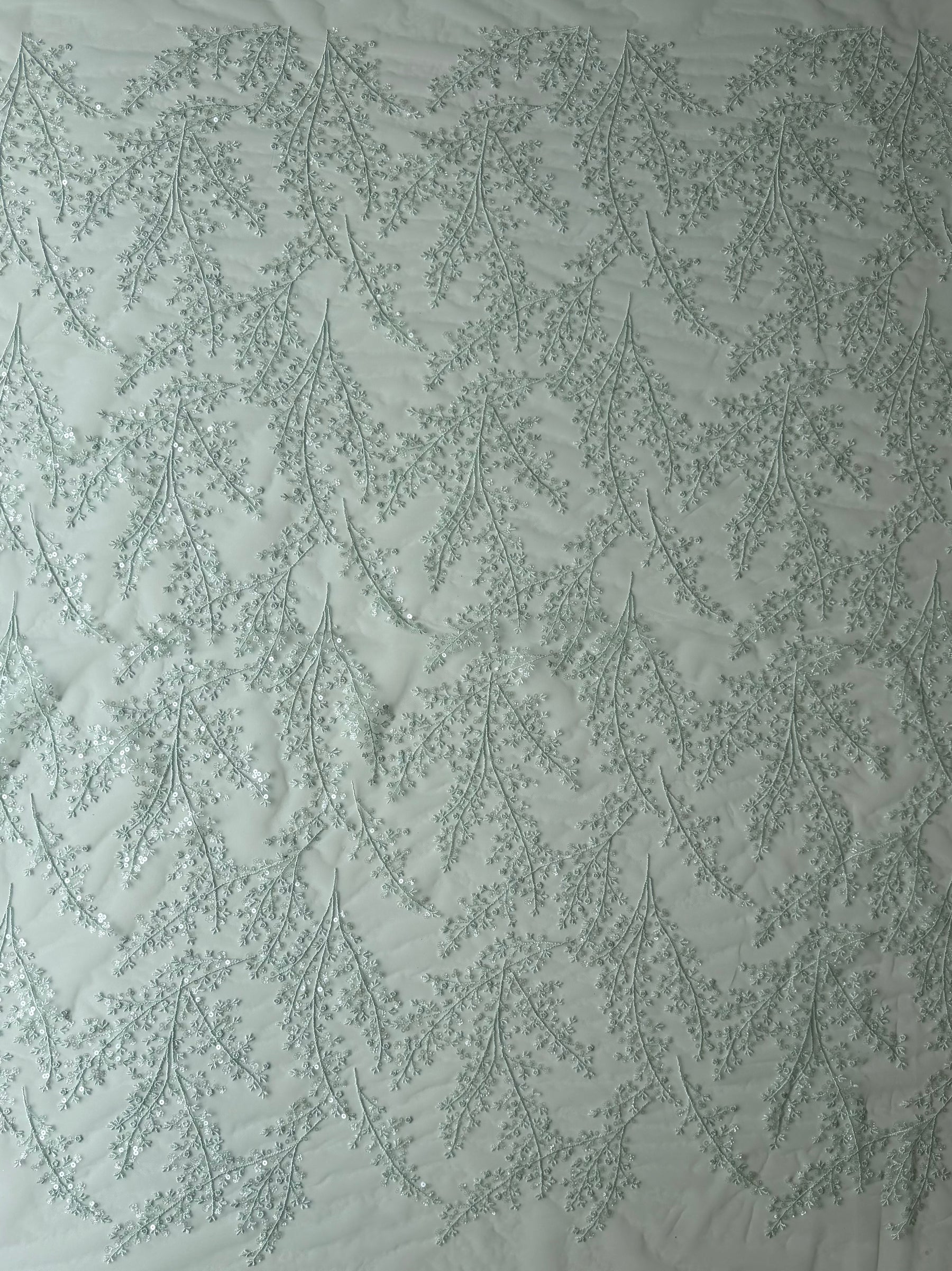 Light Green Sequin Lace - EB3065