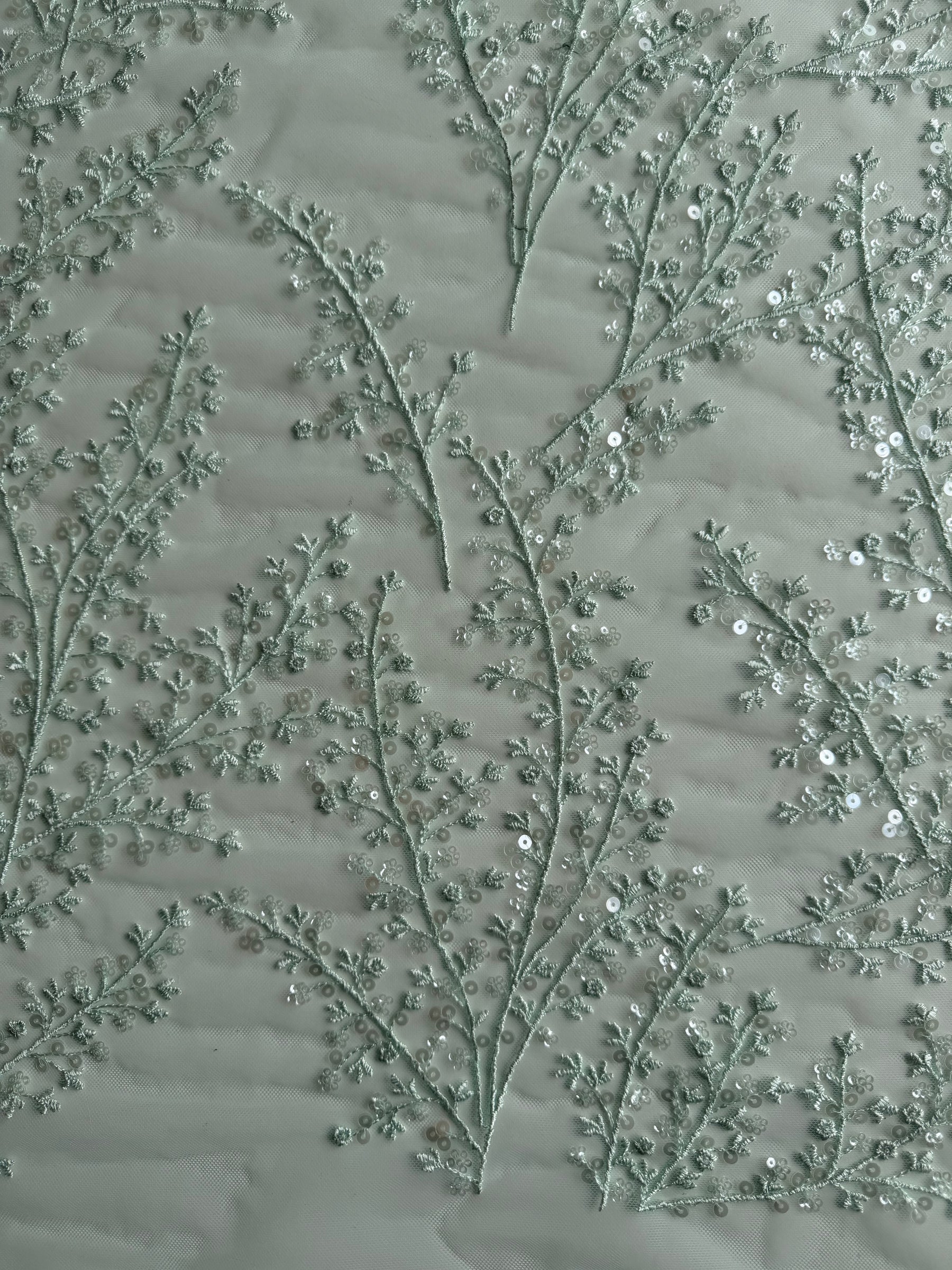 Light Green Sequin Lace - EB3065